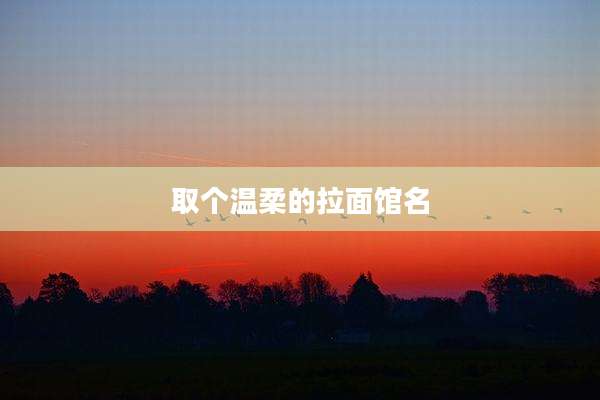 取个温柔的拉面馆名
