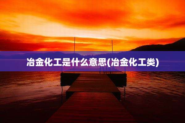 冶金化工是什么意思(冶金化工类)