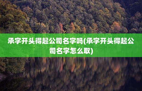 承字开头得起公司名字吗(承字开头得起公司名字怎么取)