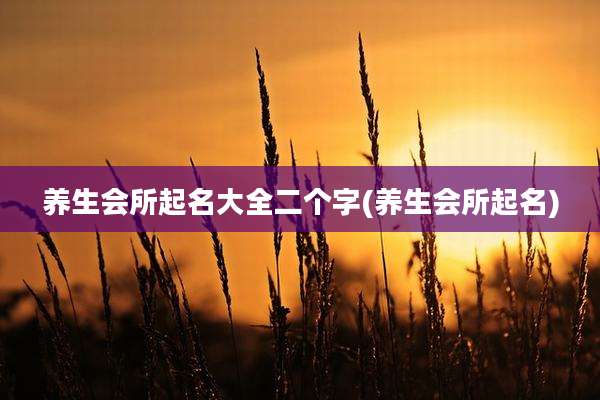 养生会所起名大全二个字(养生会所起名)