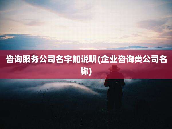 咨询服务公司名字加说明(企业咨询类公司名称)