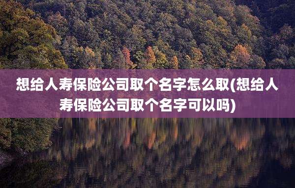 想给人寿保险公司取个名字怎么取(想给人寿保险公司取个名字可以吗)