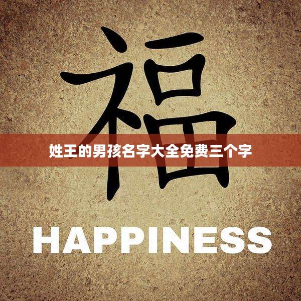 姓王的男孩名字大全免费三个字