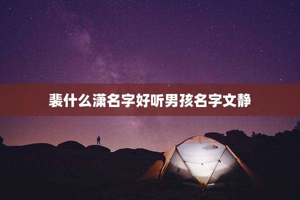 裴什么潇名字好听男孩名字文静