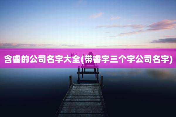 含睿的公司名字大全(带睿字三个字公司名字)