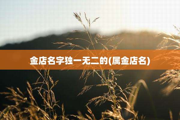 金店名字独一无二的(属金店名)