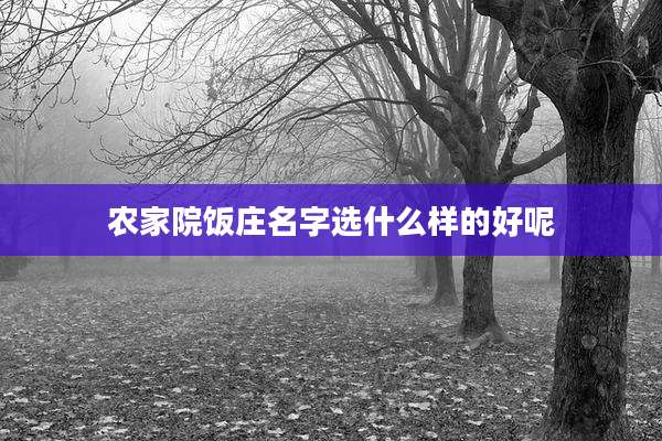农家院饭庄名字选什么样的好呢
