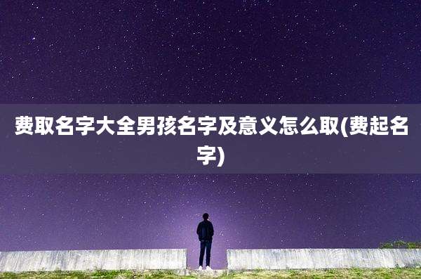 费取名字大全男孩名字及意义怎么取(费起名字)