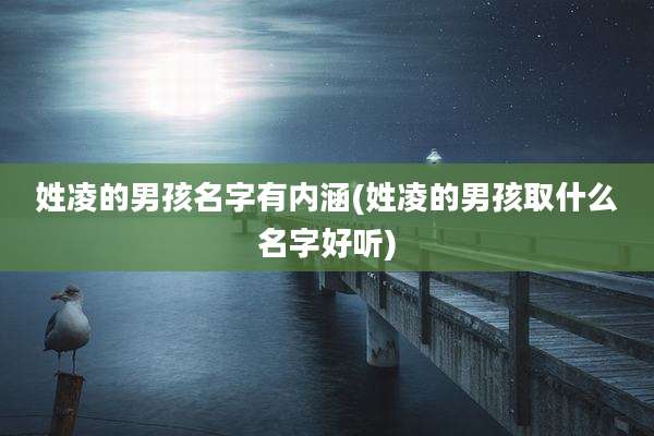 姓凌的男孩名字有内涵(姓凌的男孩取什么名字好听)