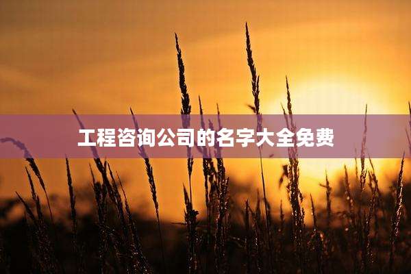 工程咨询公司的名字大全免费