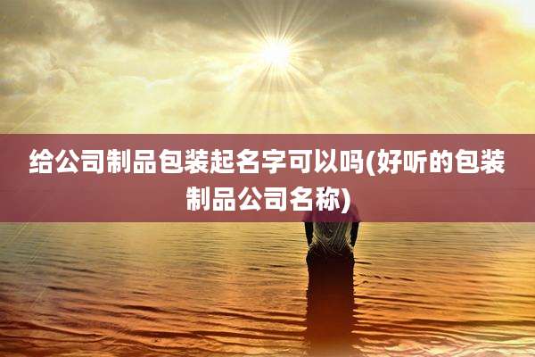 给公司制品包装起名字可以吗(好听的包装制品公司名称)