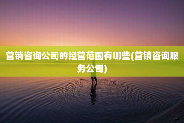 营销咨询公司的经营范围有哪些(营销咨询服务公司)