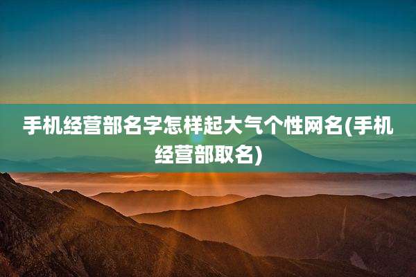 手机经营部名字怎样起大气个性网名(手机经营部取名)