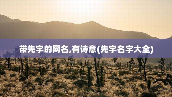 带先字的网名,有诗意(先字名字大全)