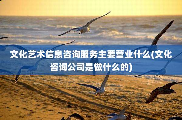 文化艺术信息咨询服务主要营业什么(文化咨询公司是做什么的)