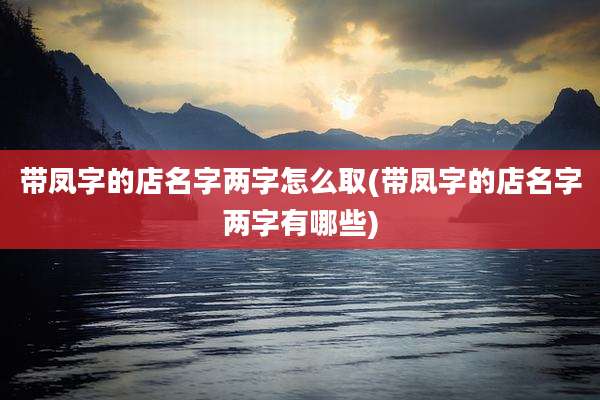 带凤字的店名字两字怎么取(带凤字的店名字两字有哪些)