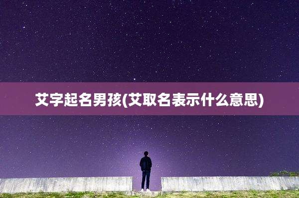 艾字起名男孩(艾取名表示什么意思)