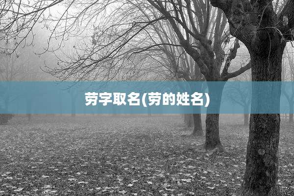 劳字取名(劳的姓名)