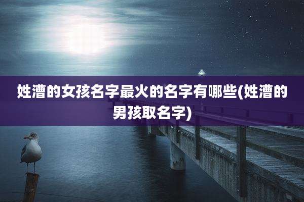 姓漕的女孩名字最火的名字有哪些(姓漕的男孩取名字)
