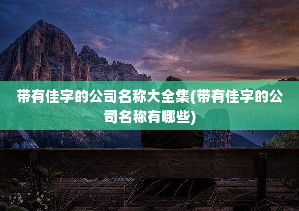 带有佳字的公司名称大全集(带有佳字的公司名称有哪些)