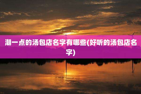 潮一点的汤包店名字有哪些(好听的汤包店名字)