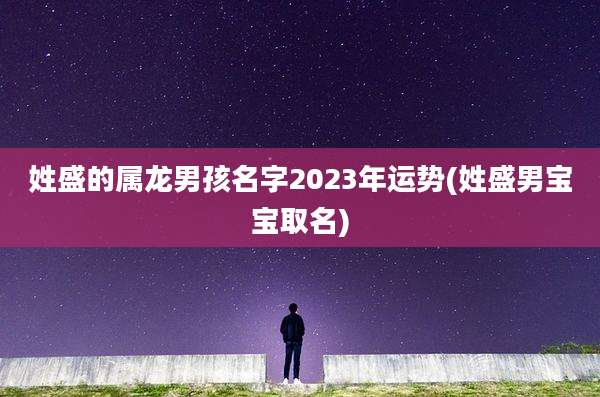 姓盛的属龙男孩名字2023年运势(姓盛男宝宝取名)