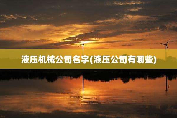 液压机械公司名字(液压公司有哪些)
