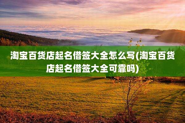 淘宝百货店起名借签大全怎么写(淘宝百货店起名借签大全可靠吗)