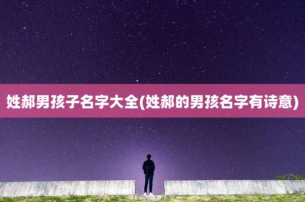 姓郝男孩子名字大全(姓郝的男孩名字有诗意)