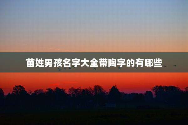 苗姓男孩名字大全带陶字的有哪些