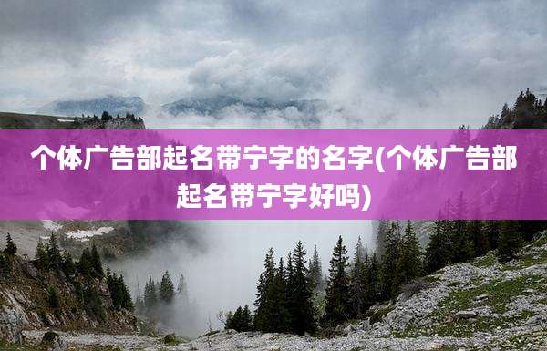 个体广告部起名带宁字的名字(个体广告部起名带宁字好吗)