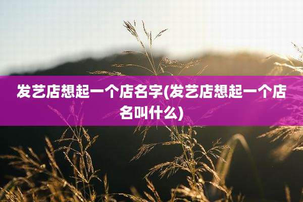 发艺店想起一个店名字(发艺店想起一个店名叫什么)