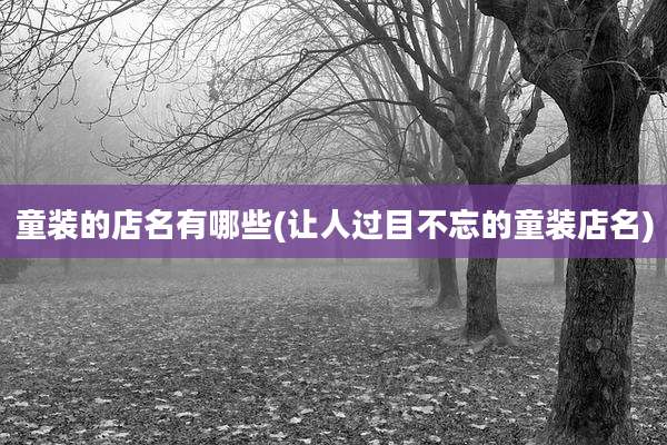 童装的店名有哪些(让人过目不忘的童装店名)