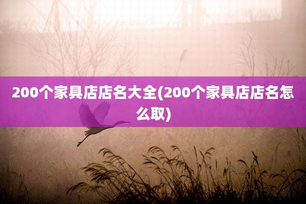 200个家具店店名大全(200个家具店店名怎么取)