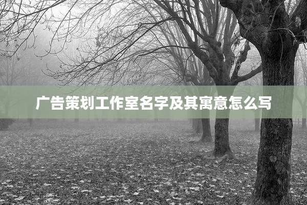 广告策划工作室名字及其寓意怎么写