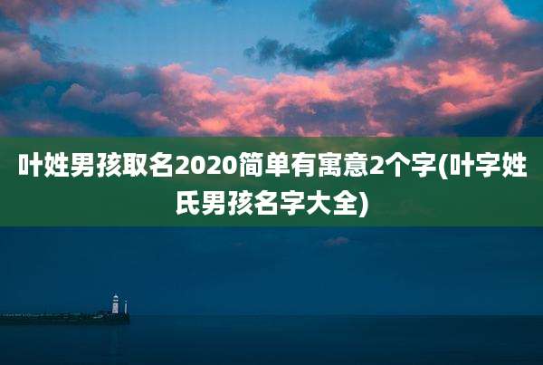 叶姓男孩取名2020简单有寓意2个字(叶字姓氏男孩名字大全)