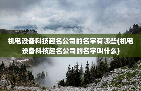 机电设备科技起名公司的名字有哪些(机电设备科技起名公司的名字叫什么)