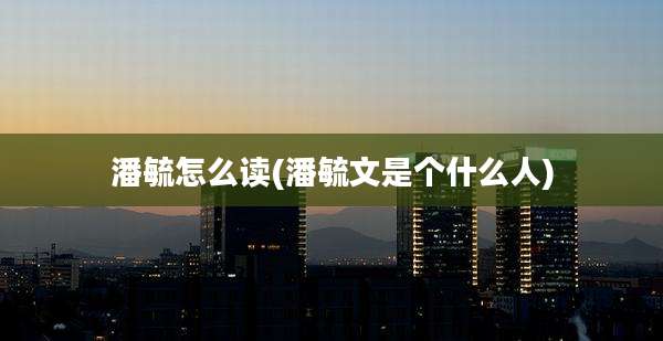 潘毓怎么读(潘毓文是个什么人)