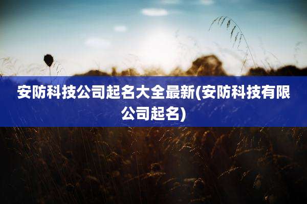 安防科技公司起名大全最新(安防科技有限公司起名)