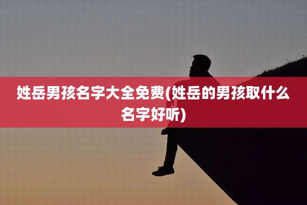 姓岳男孩名字大全免费(姓岳的男孩取什么名字好听)