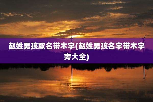 赵姓男孩取名带木字(赵姓男孩名字带木字旁大全)