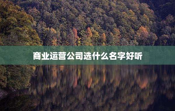 商业运营公司选什么名字好听