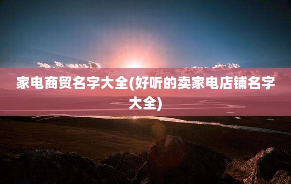 家电商贸名字大全(好听的卖家电店铺名字大全)