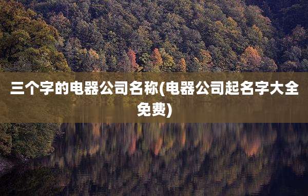 三个字的电器公司名称(电器公司起名字大全免费)