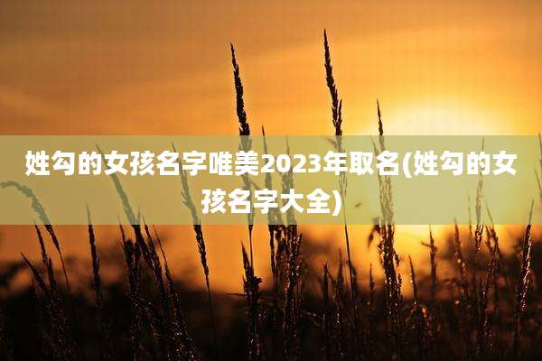 姓勾的女孩名字唯美2023年取名(姓勾的女孩名字大全)