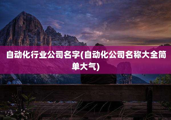 自动化行业公司名字(自动化公司名称大全简单大气)