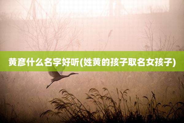 黄彦什么名字好听(姓黄的孩子取名女孩子)