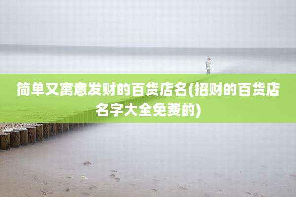 简单又寓意发财的百货店名(招财的百货店名字大全免费的)
