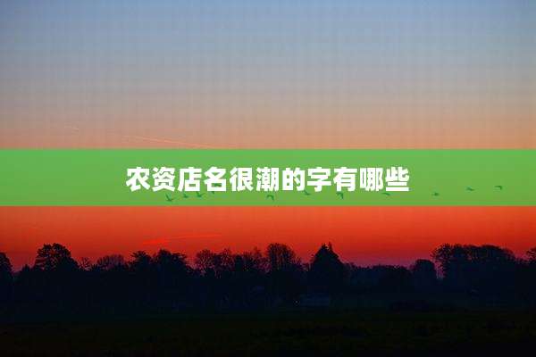 农资店名很潮的字有哪些