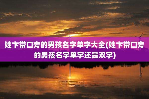 姓卞带口旁的男孩名字单字大全(姓卞带口旁的男孩名字单字还是双字)